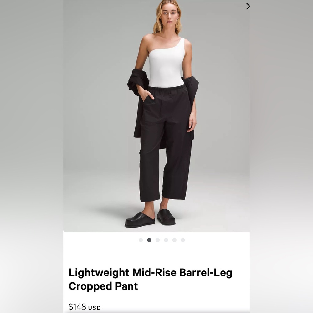 Lightweight Mid-Rise Barrel-Leg Cropped Pant Black Size 4